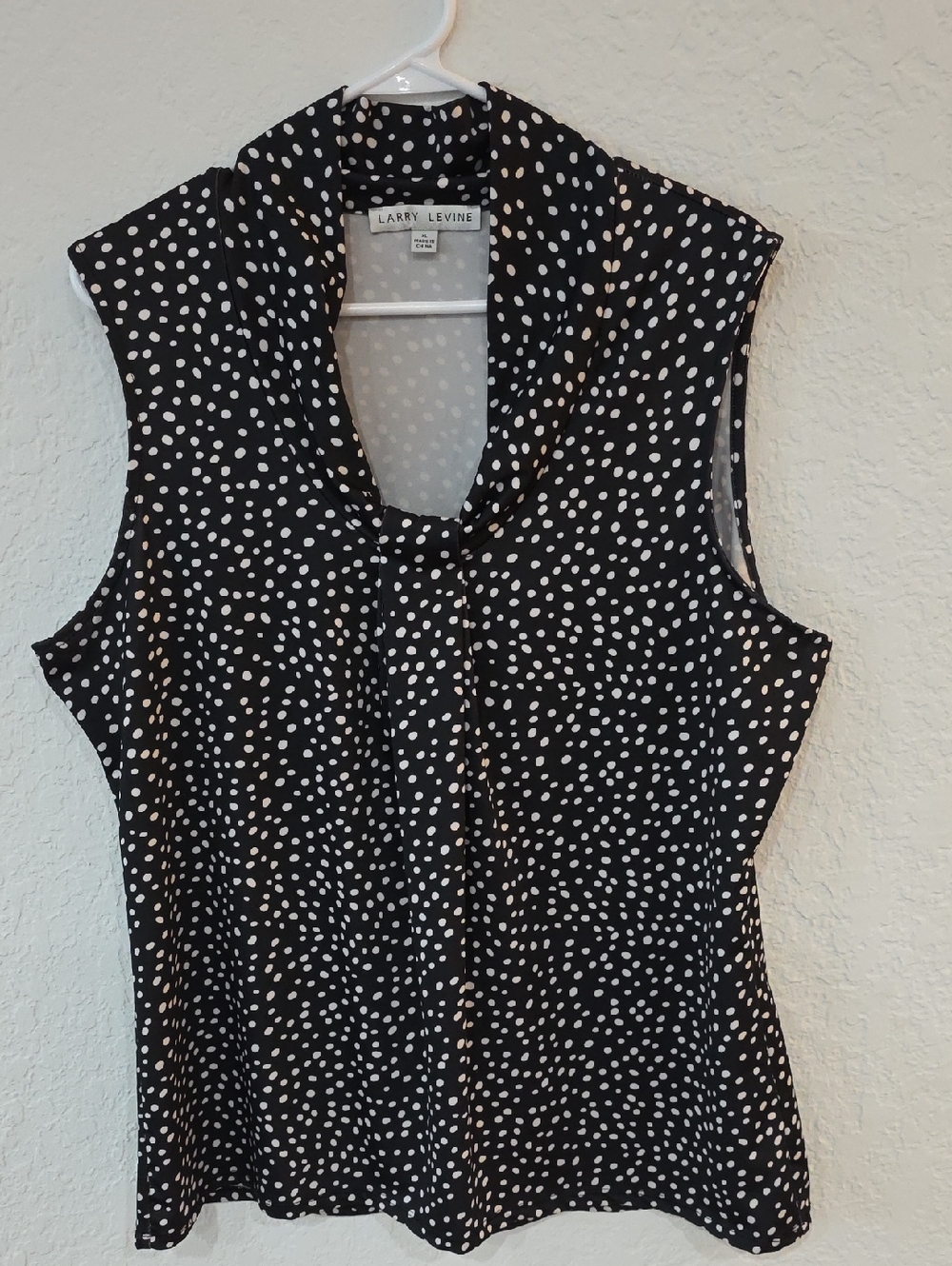 Larry Levine Black and White Polka Dot Sleeveless Camisole